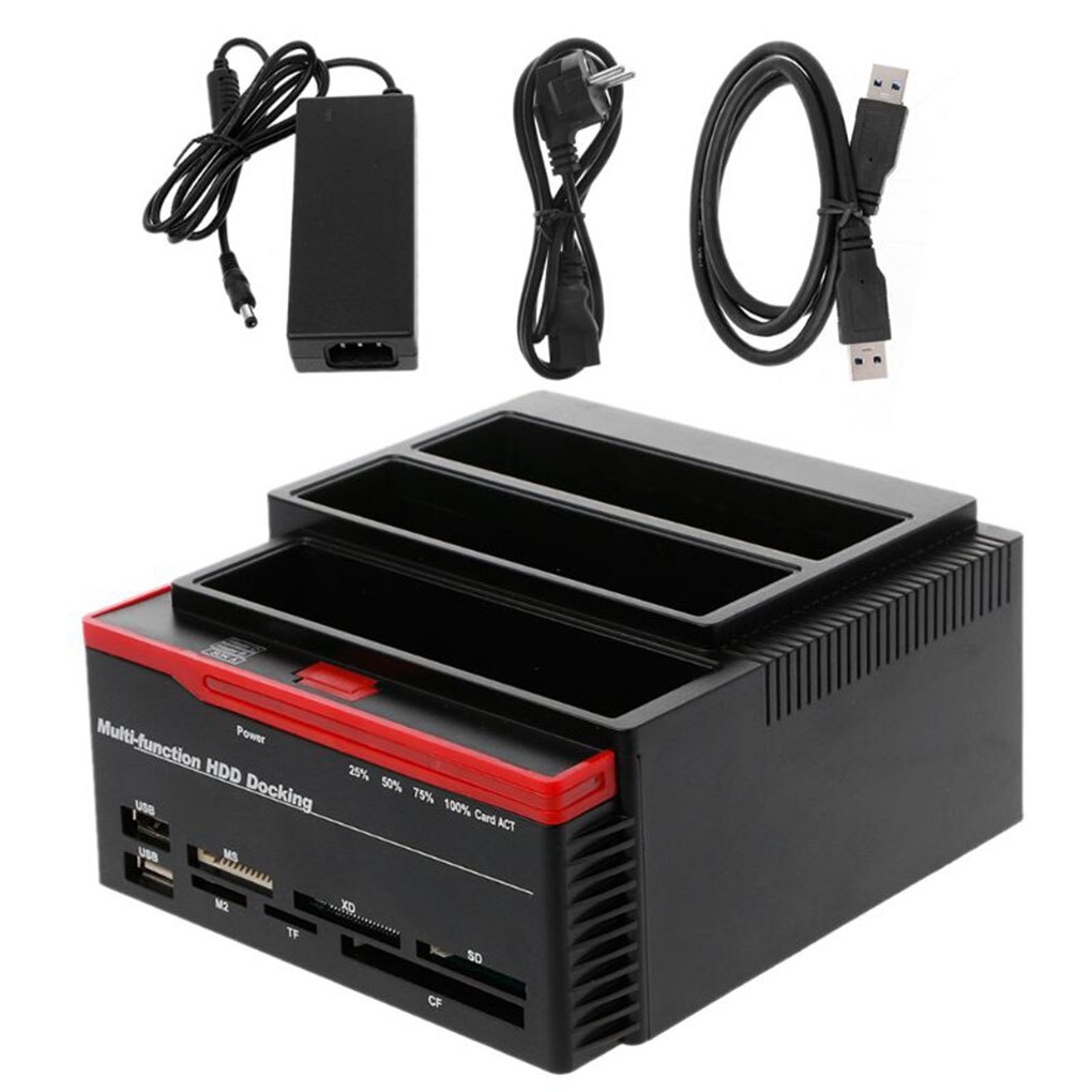 Lector de tarjetas de disco duro externo de alta velocidad, Base de acoplamiento de HDD multifuncional, USB 3,0 a SATA IDE, todo en 1, enchufe de Reino Unido/EE. UU./UE