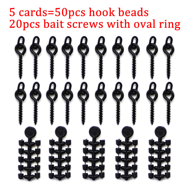 50PCS Hook Stops Beads Carp Fishing Accessories Stoper 20PCS Boilies Bait Screw Hair Chod Ronnie Rig Pop UP Boilies Stop