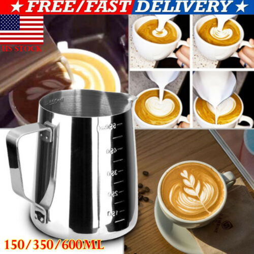 Rustfrit stål mælk køkken håndværk kaffe latte skummende kunst kande kande krus kop