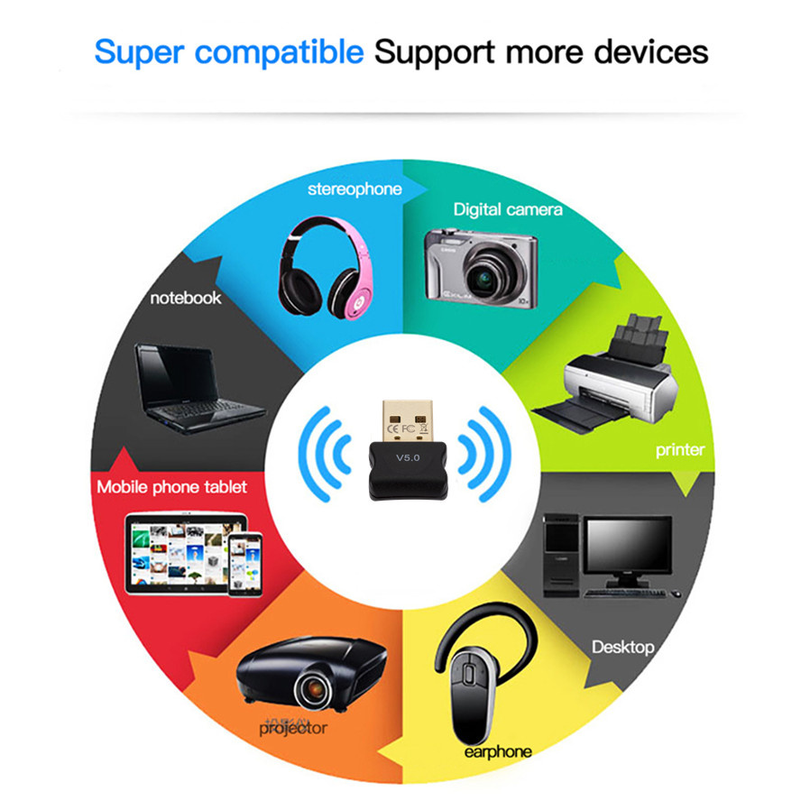 USB Bluetooth 5.0 Adapter Transmitter Bluetooth V5.0 Receiver Audio Bluetooth Dongle Wireless USB Adapter for Computer PC Laptop