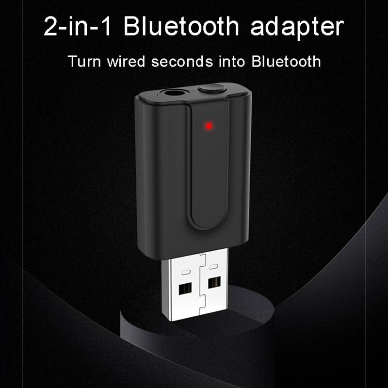 Bluetooth Transmitter and Receiver USB Wireless Bluetooth 5.0 Adapter 2 in 1 Mini 3.5mm Stereo for TV Headphone PC