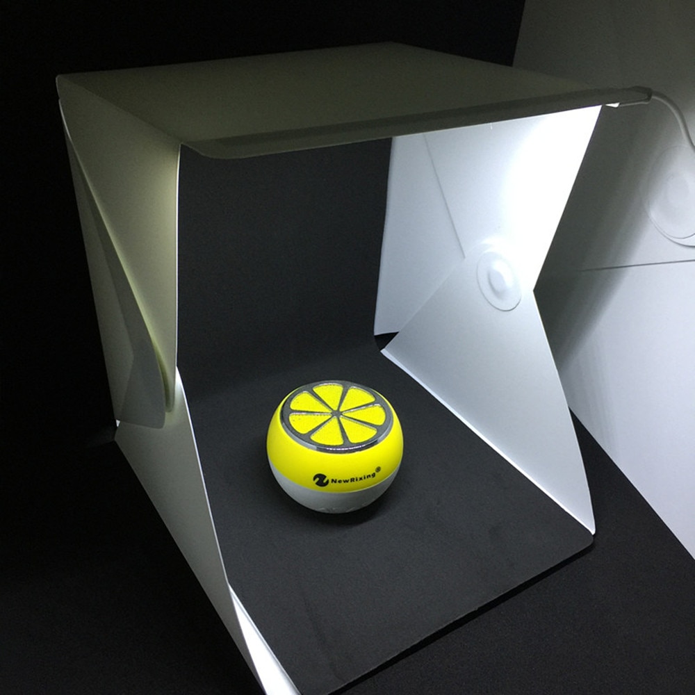 FIFATA 20*20 cm Mini Vouwen Studio Diffuse Soft Box Lightbox Met LED Licht Zwart Wit Fotografie Achtergrond Foto Studio box
