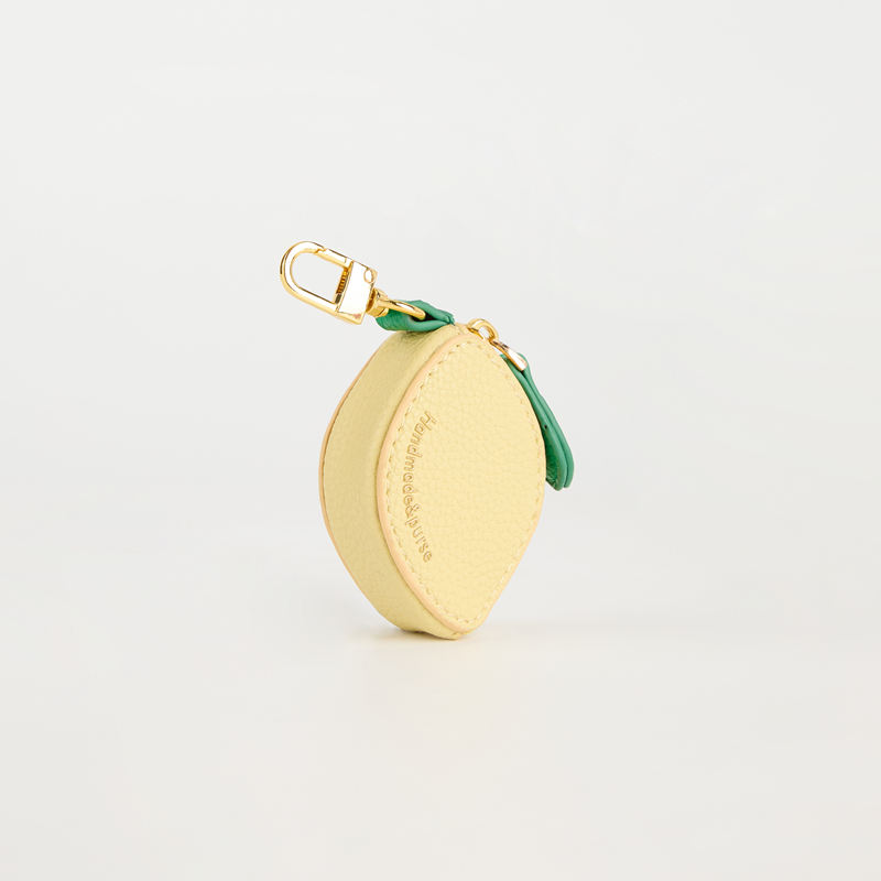 Yellow lemon Fruit Charm coin purse cute key chain mini pouch Wallet for girl women spring summer