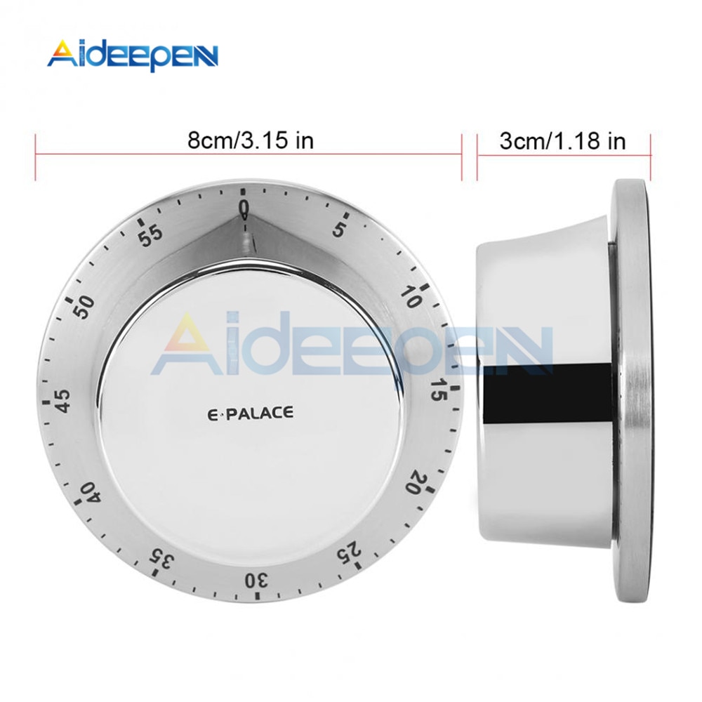 Stainless Steel Kitchen Timer with Magnetic Base Manual Mechanical Cooking Timer Countdown Cooking Tools Kitchen Gadgets
