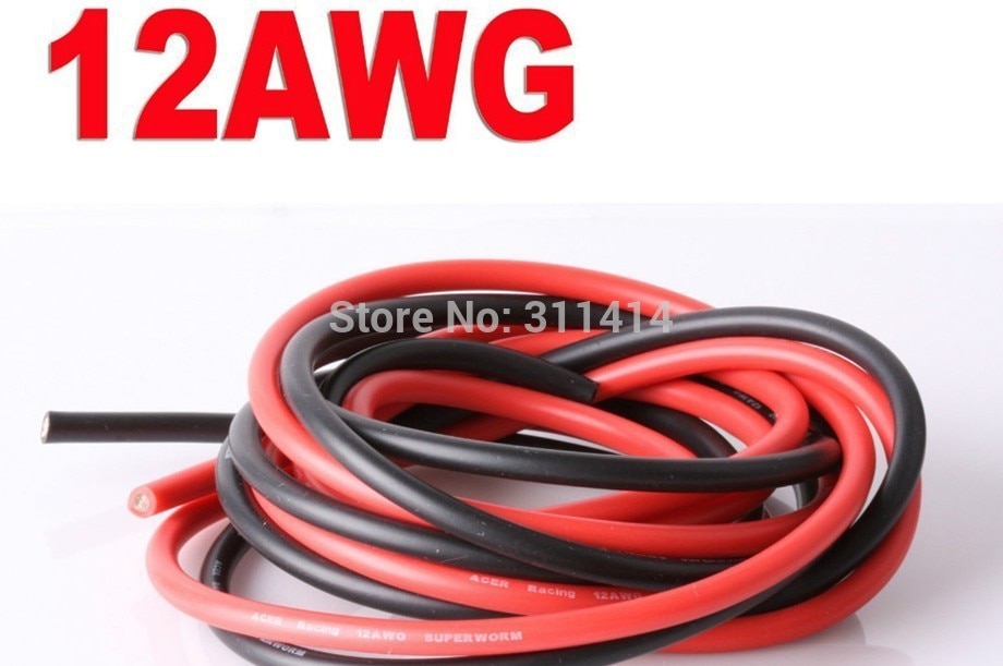 1 metro rossa 1 metro nero 12 #12 awg 12awg heatproof silicone morbido gel di silice wire connect cavo per rc battery part