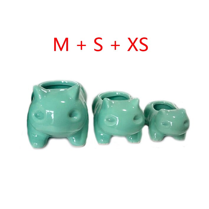 Kawaii Ceramic Flowerpot Succulent Planter Cute Green Plants Flower Pot with Hole For: XS S M