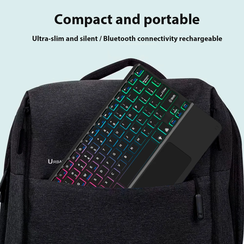 Bluetooth-toetsenbord voor tablet Android IOS Windows Draadloos muistoetsenbord Bluetooth-compatibel toetsenbord met regenboogverlichting voor iPad