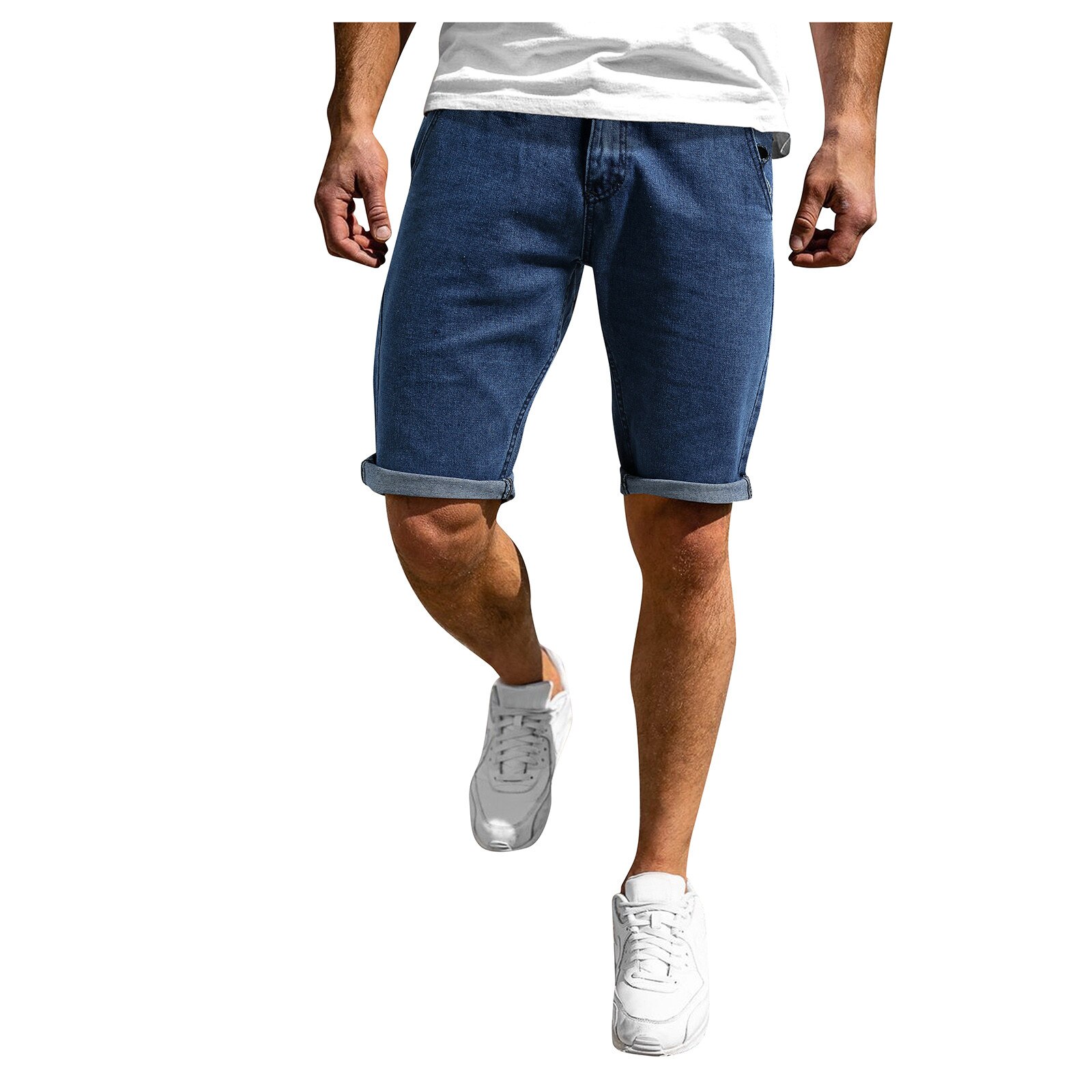 Summer Men's Slim Fit Short Jeans Cotton Stretch Vintage Denim Shorts Grey Blue Short Pants Male Brand Clothes: NY / XL