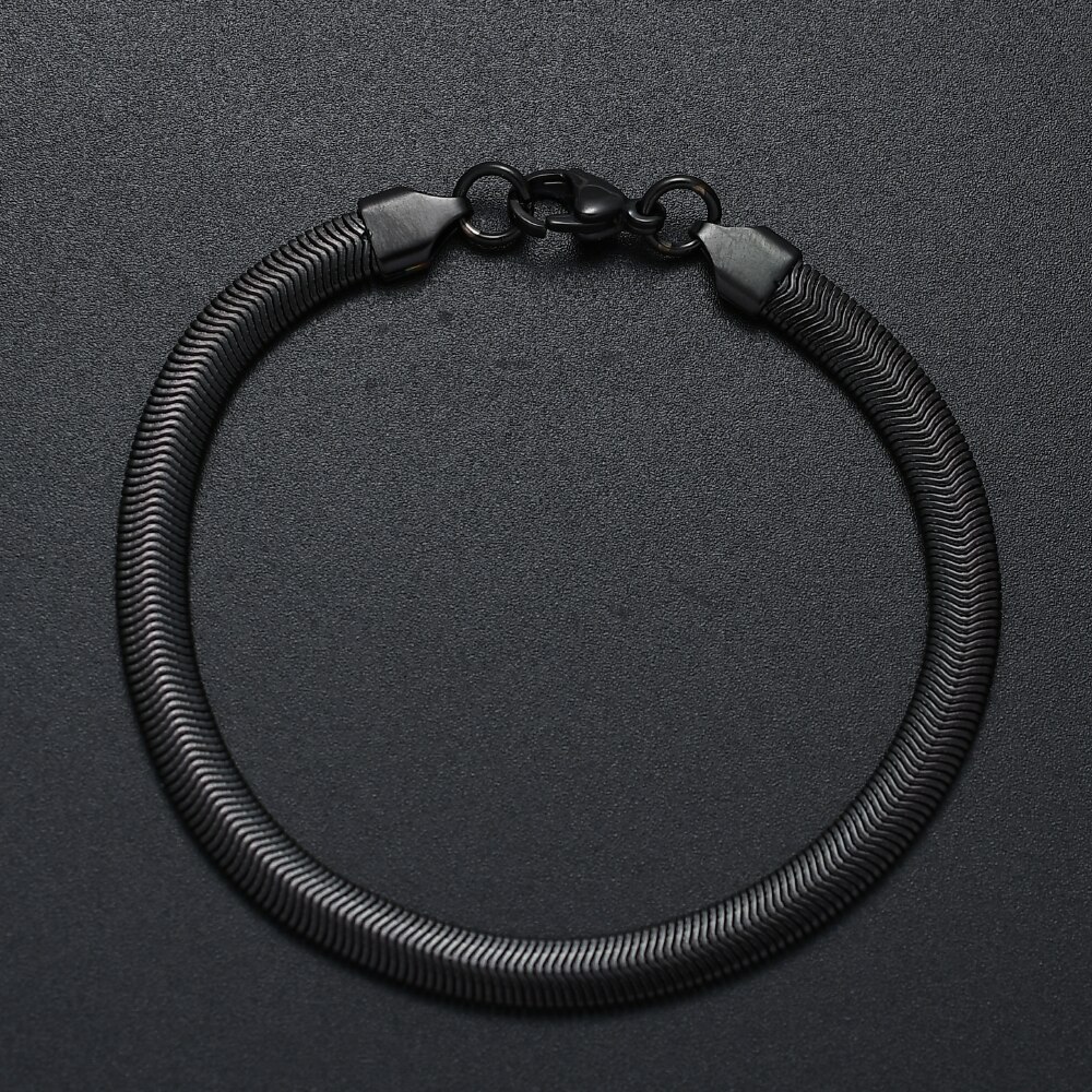 Bracelet chaîne serpent en acier titane 6MM, acier inoxydable or noir, Bracelet à maillons, meilleur pour hommes et femmes