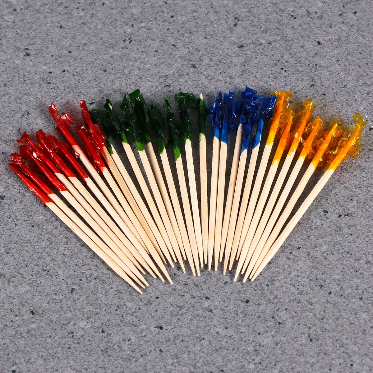100pcs Bamboo Fruit Picks With Colorful Strip Flower Pick Cocktail Sticks Cocktail Pick Sandwich Fruit Toothpicks Random Color