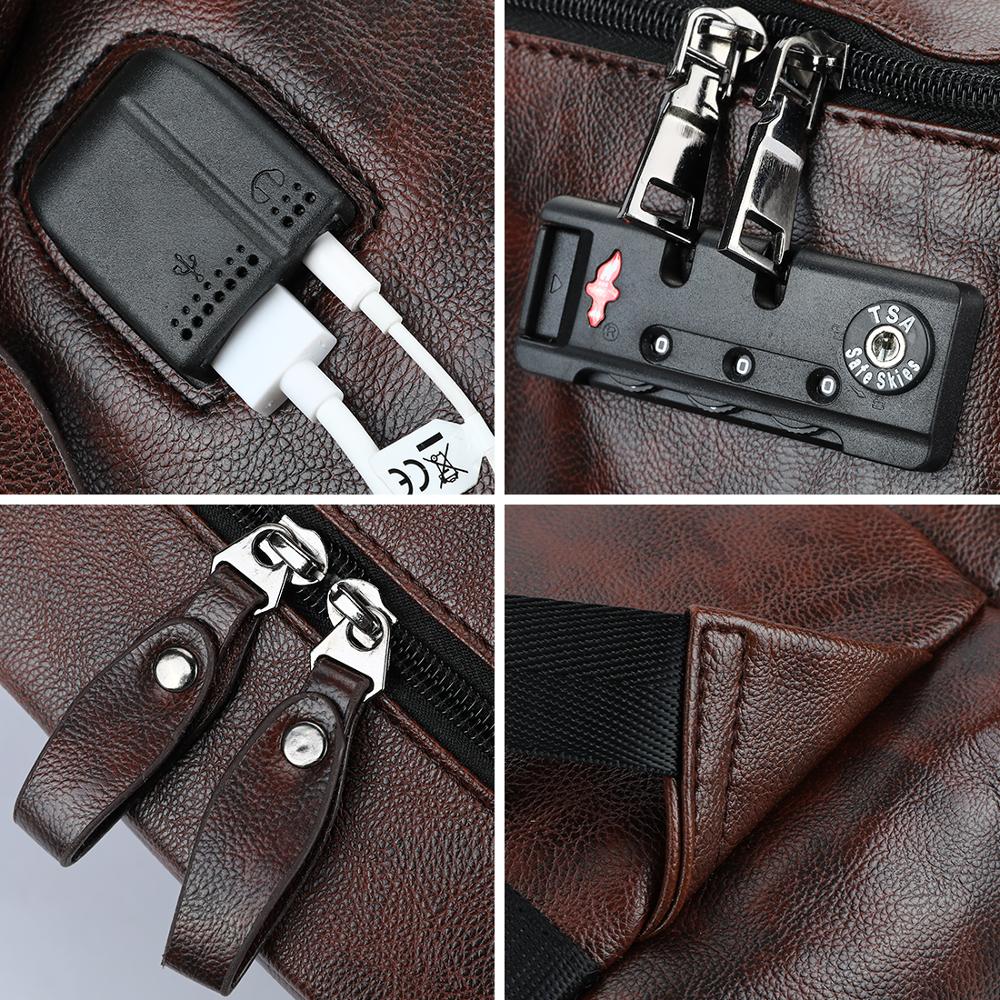 VICUNA POLO cuir nouveauté multifonctionnel ordinateurs portables d'entreprise sac à dos avec trou de casque USB charge voyage hommes sac à dos
