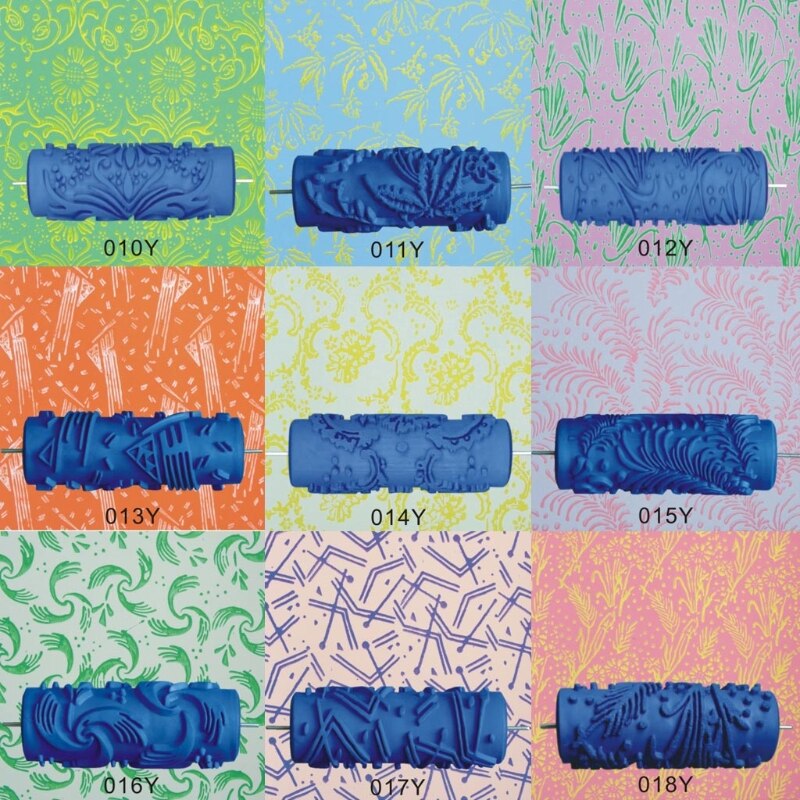 5" Embossed Paint Roller Sleeve Wall Texture Stencil Brush Pattern Decor 066Y