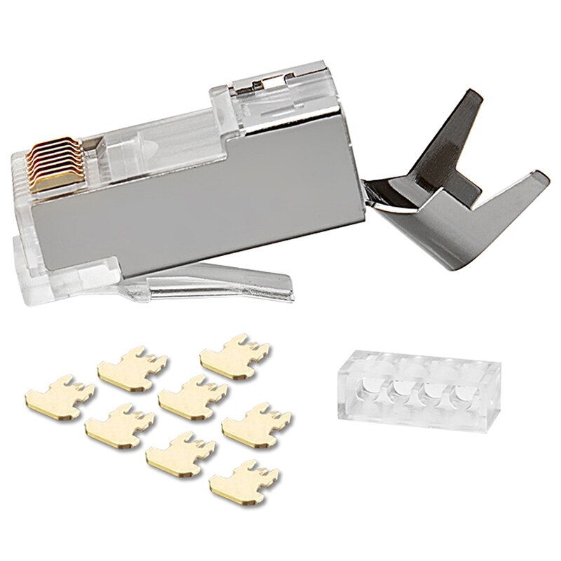 Rj45 Connector Rj 45 Ethernet Cable Plug Cat7 Cat6A 8P8C Stp Shielded Cat 7 Network Terminals 1.m 50Pcs: Default Title
