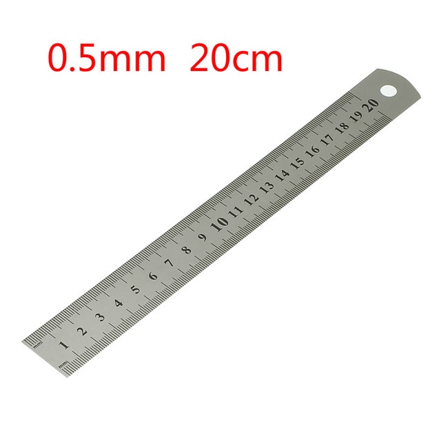 1 Uds 50/30/20cm/15cm escala a doble cara herramienta de medir recta de acero inoxidable, regla suministros de oficina escolar 0,5mm/0,7mm