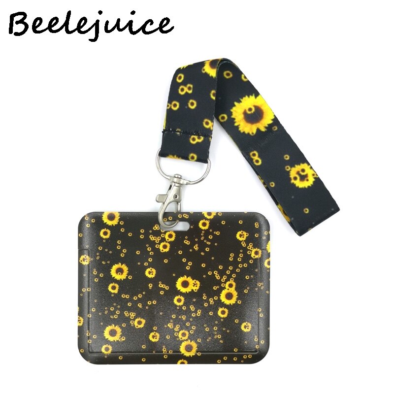 Girasoli fiori titolare della carta donna uomo affari cordino Badge porta carte porta carte studente cordino ID porta carte di credito borse: 8