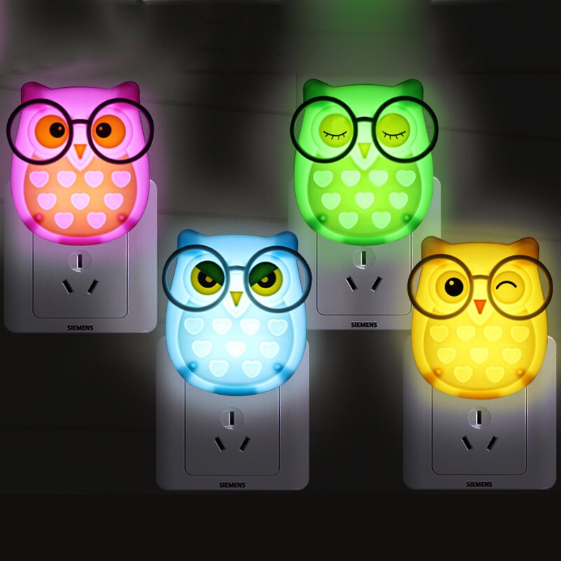 Owl Night light Automatic Sensor Light Control Lamp Toys for Kids Baby Room Led Lamp Animal Socket Veilleuse LED Decoration Toys