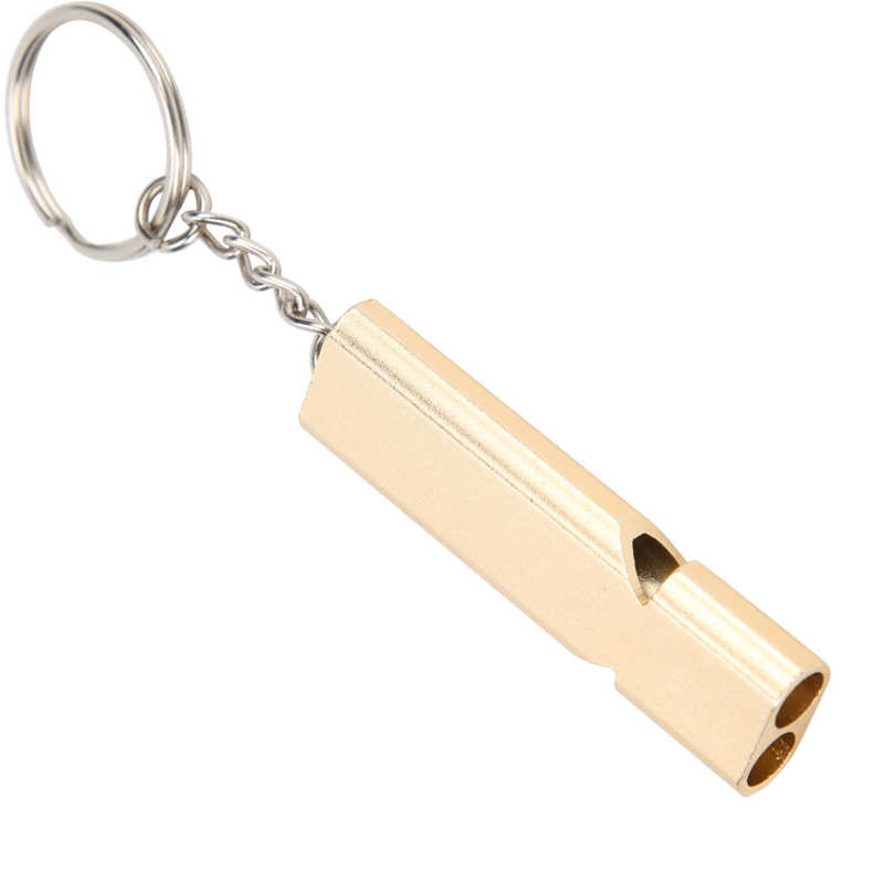 Leichte, kleine pfeife aus aluminiumlegierung mit schlüsselanhänger für outdoor-aktivitäten wie camping und wandern