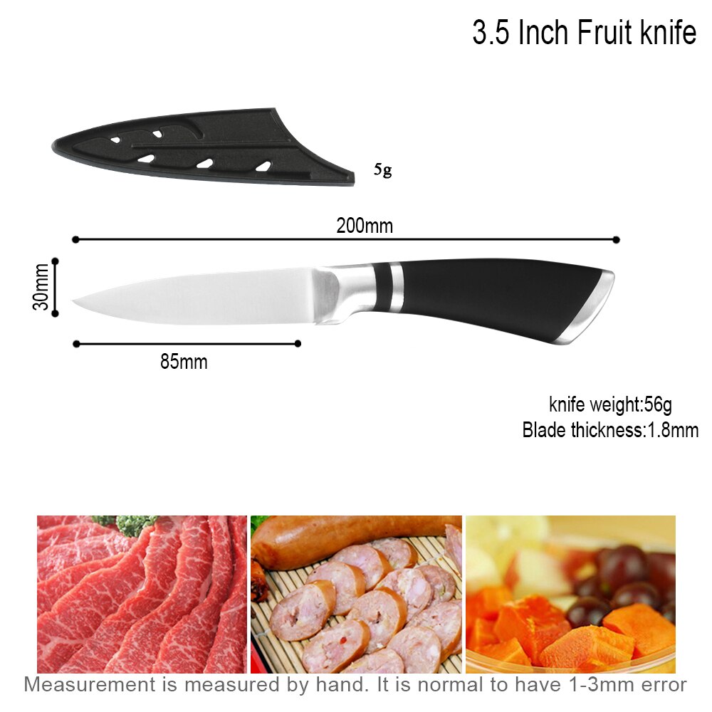 Damask Japanese Kitchen Knife Set Economical Stainless Steel 3Cr13 Sharp Blade Non-Slip Handle Chef Knife Set Cooking Knives: 3.5 inch Paring