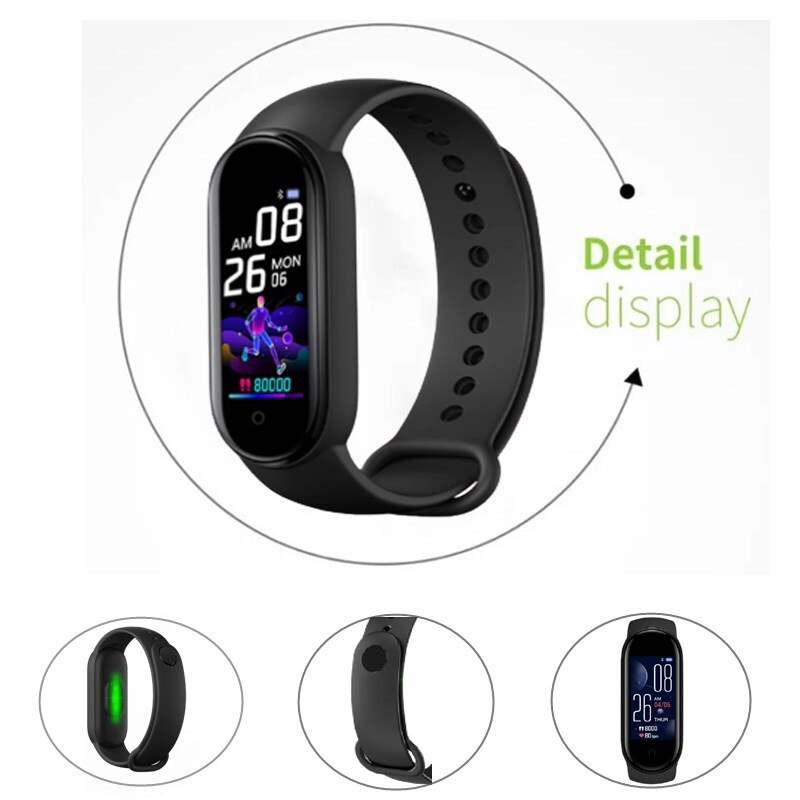 M5 Smart Watch Bluetooth Fitness Tracker Pedometer Heart Rate Monitor Call Reminder Blood Pressure Smartband for IOS Android