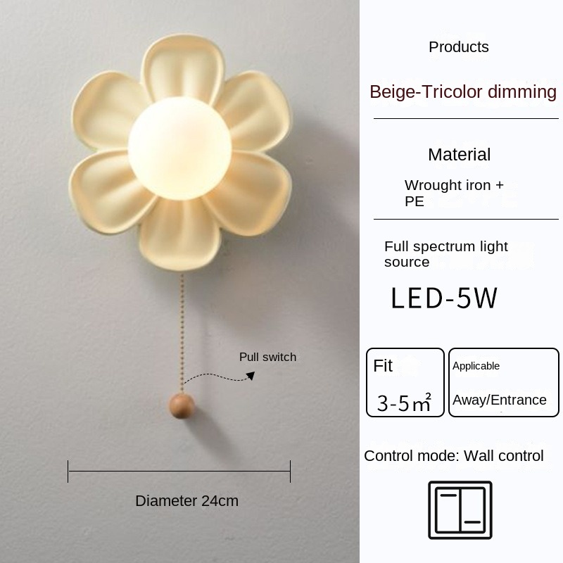 Lámpara de techo de pétalos verdes crema, pasillo, balcón, porche, escalera, aplique de pared, flor de resina, decoración interior: Blanco