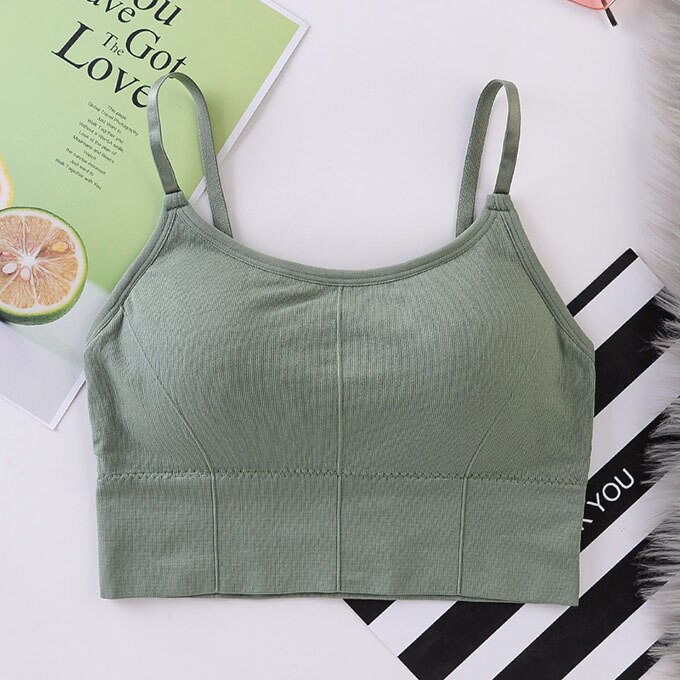Sujetador deportivo transpirable para mujer, ropa interior antisudor a prueba de golpes, chaleco sin tirantes para Yoga, gimnasio atlético, correr, Fitness, última novedad H02: Verde