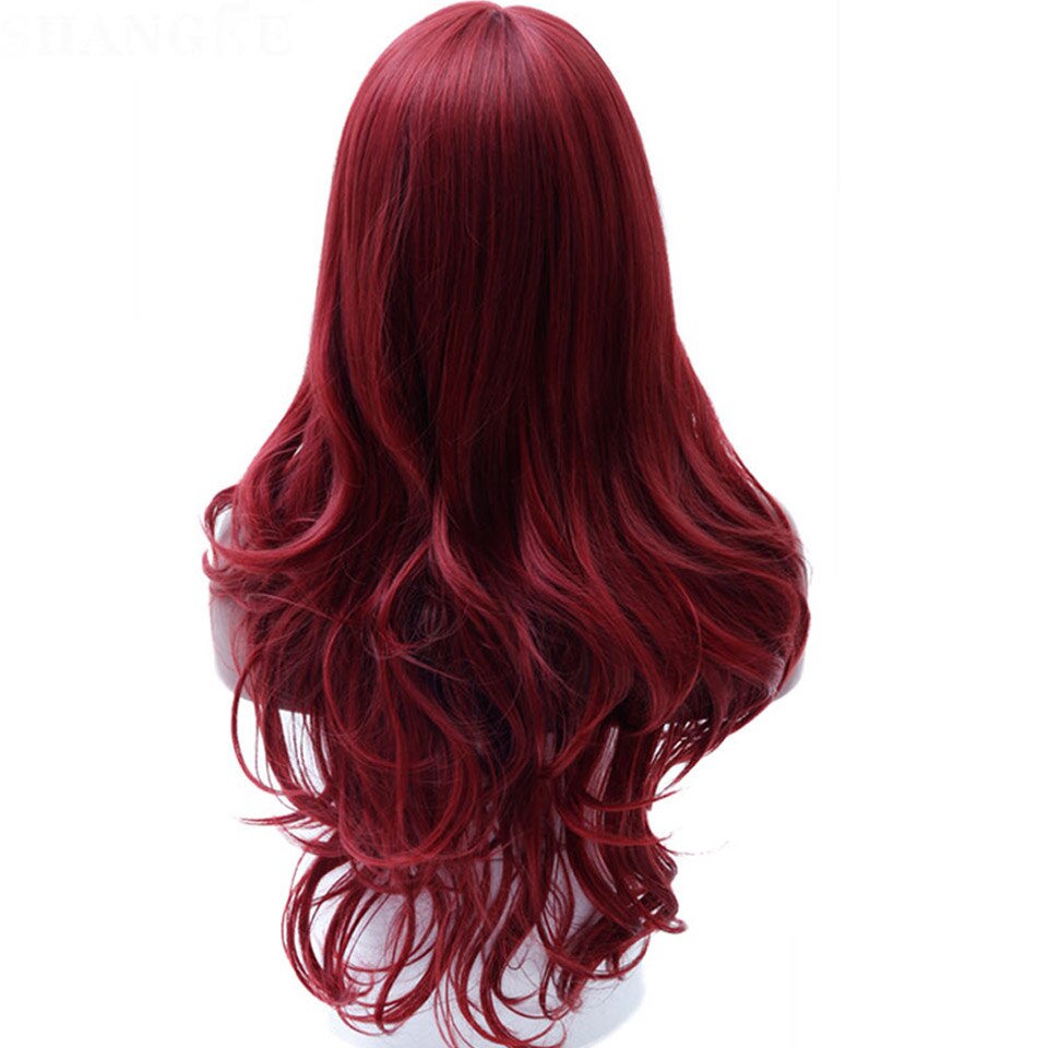 Allaosify Long Full Red Wig Wavy Wigs for Black Women Side Part Heat Resistant Wig Red Cosplay Wig