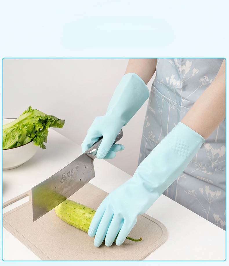 Household Washing Dishes Household Cleaning Laundry Gloves To Protect Hands Natural Latex Durable Velvet Gloves Gloves Kitchen