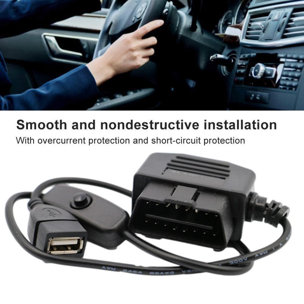 Câble pour enregistreur de conduite OBD, câble abaisseur, surveillance sans perte, alimentation 5v, câblage femelle, Port USB étanche, alimentation de stationnement W6L0
