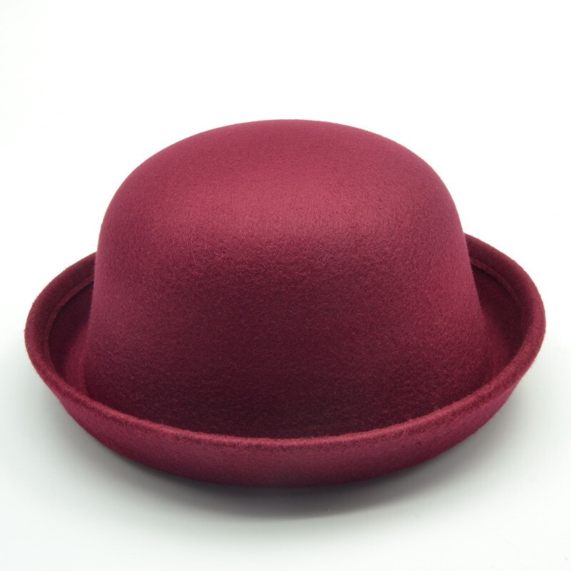 Brand Little girls fedora hat Dome cap Children dress hats Kids caps felt hats wool felting Bowler hat: Brown
