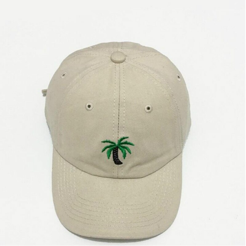 Afslappet unisex palmetræ far hat justerbar bomuld kokosnød træ baseball cap hip hop kvinder sommer snapback hat: Khaki
