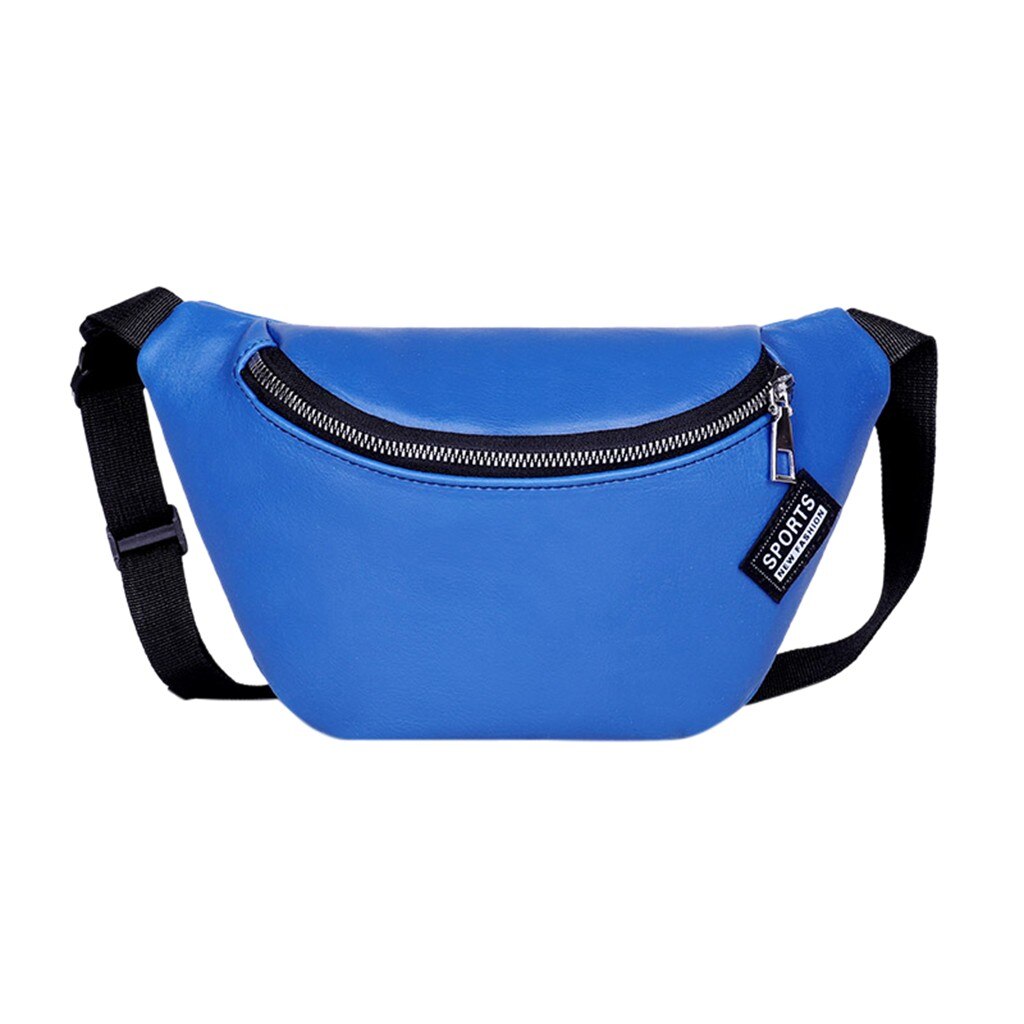 Womens Waist Bag Fanny Pack Solid PU Bag Belt Purse Chains Female Zipper Small Purse Phone Key Pouch Chest Bag: L