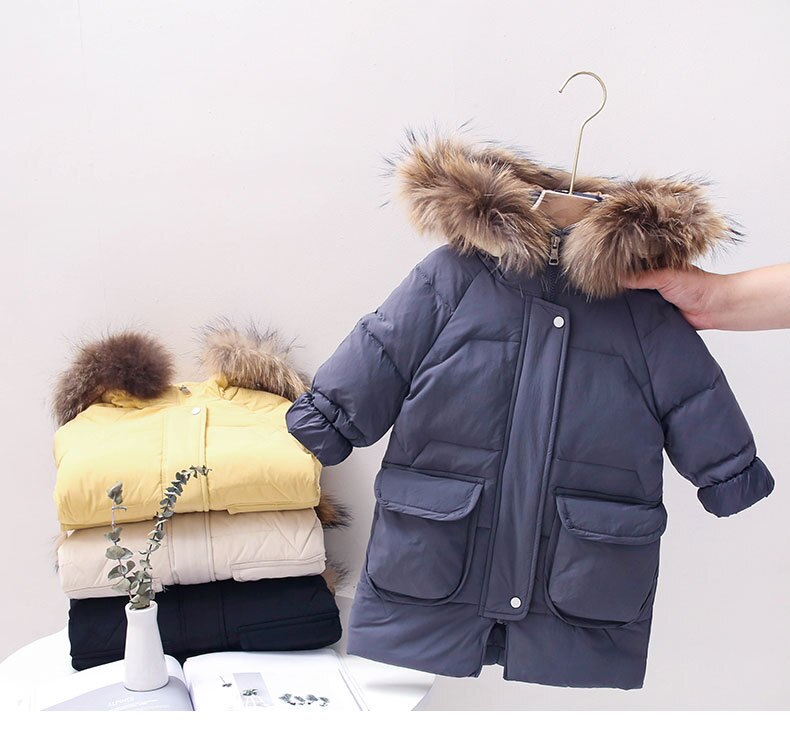 Winter kinder donsjack kinderen halflange dikke jassen jongens & meisjes bovenkleding baby's koreaanse stijl bontkraag kleding