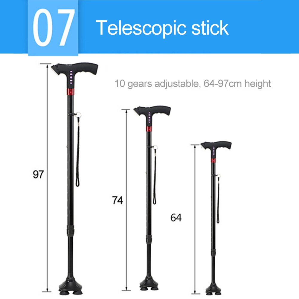 Elderly Walking Sticks Men Women Adjustable L-ED Walking Cane FM Radio MP3 Smart Safety Fall Alarm Walking Stick