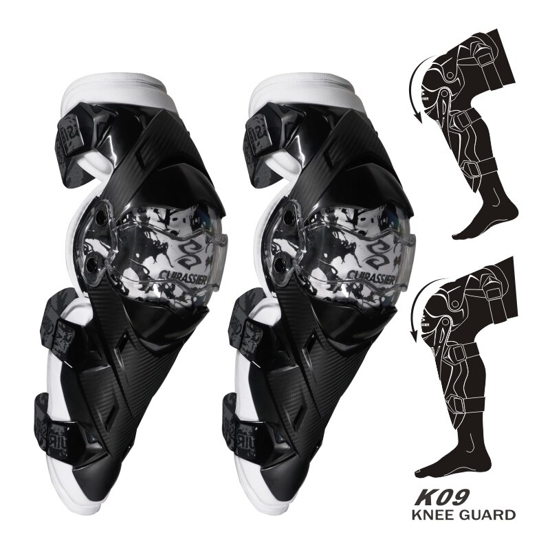 Cuirassier armbågsskydd motorcykel utrustning knä armbågsskydd motocross downhill dirt bike mtb skydd terrängracing mx knäskydd: K09- vita