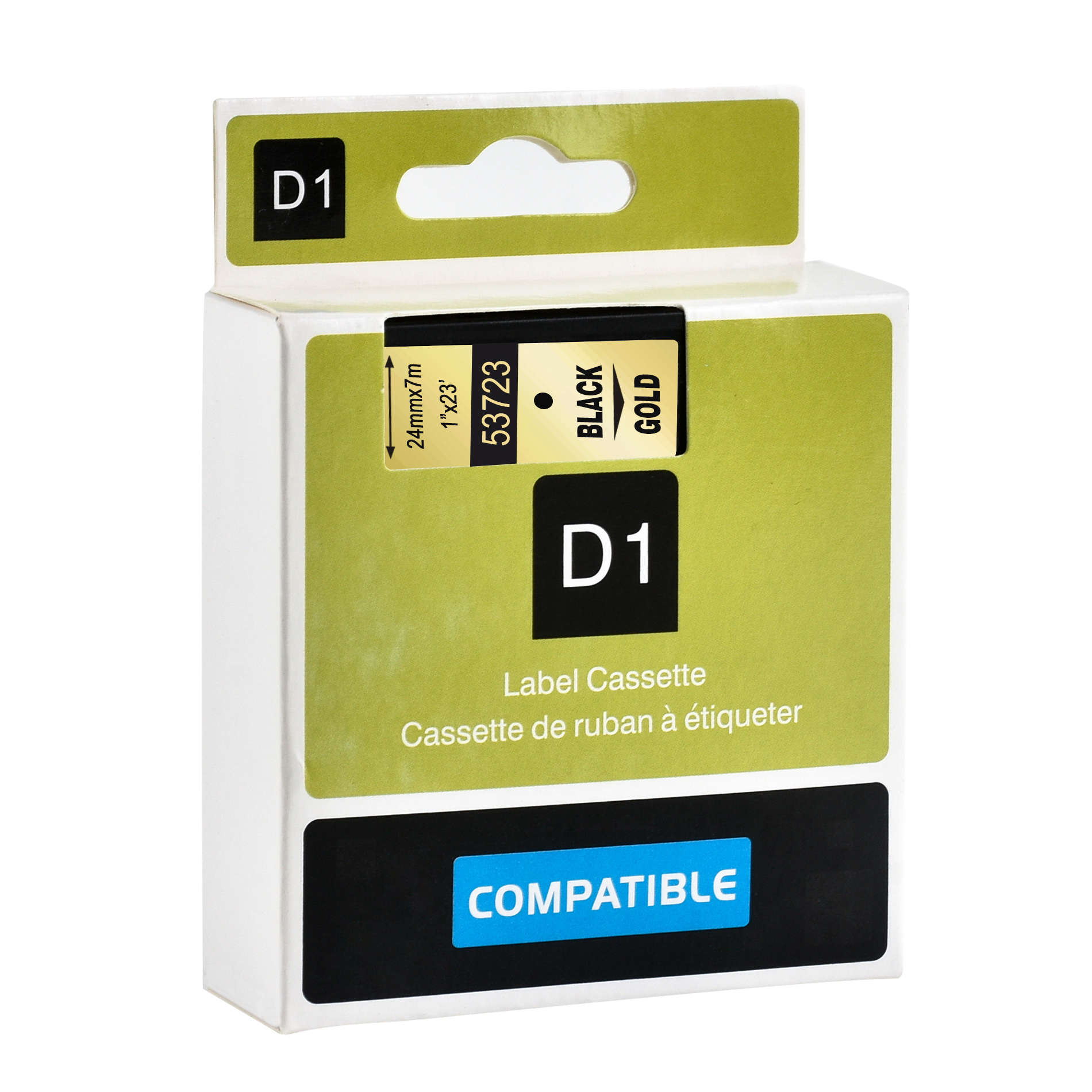 CIDY 53723 Black on gold Compatible Dymo D1 24mm Label Tape Ribbons Cassette for Dymo Label Manager 160 280 210