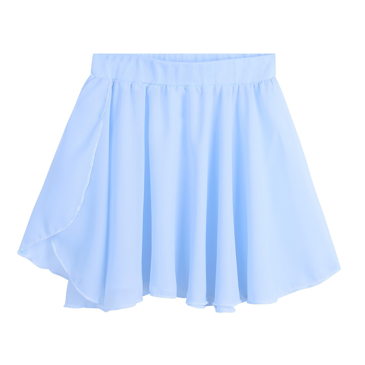 Barn jenter ballettskjørt dans grunnleggende klassisk chiffon mini pull-on omslagsskjørt ballerina kjole barn tutu ballett trikotkjole tenåringer: Lyse blå / S