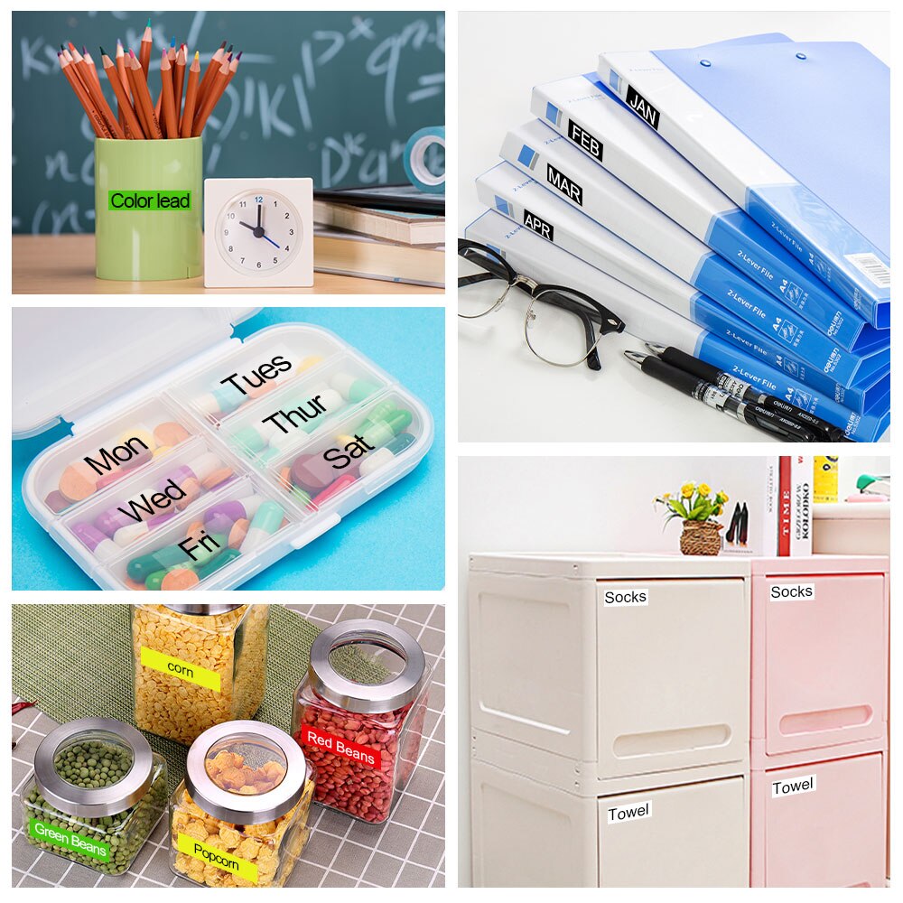 UniPlus 6PK Strong Adhesive Label Tape White on Clear Printer Ribbon Fit Epson Kingjim Label Maker LW-K400 LW-700 LW-900P 1000P