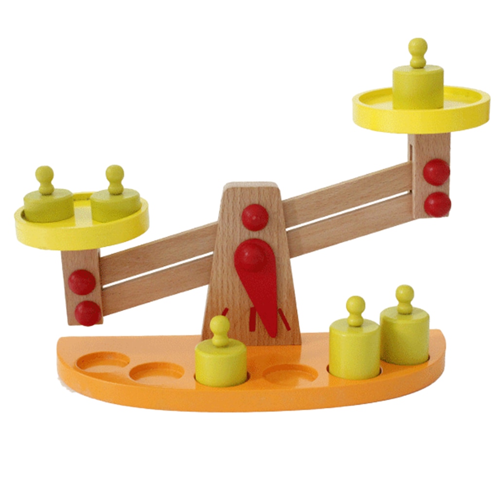 Houten Weegschaal Met 6 Stuks Gewichten Kids Voorschoolse Wiskunde Leren Speelgoed
