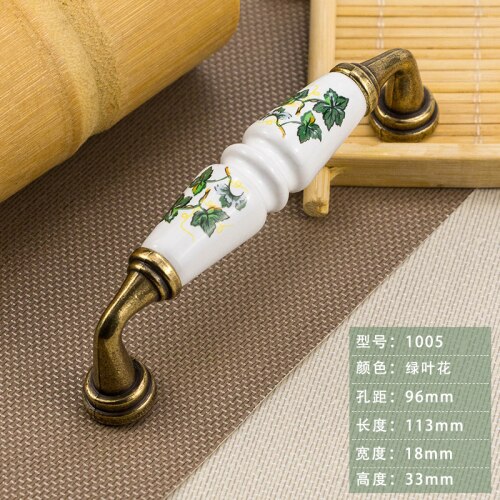 Castelion Green Leaf Ceramic Cabinet Knob – Round 40mm – Single