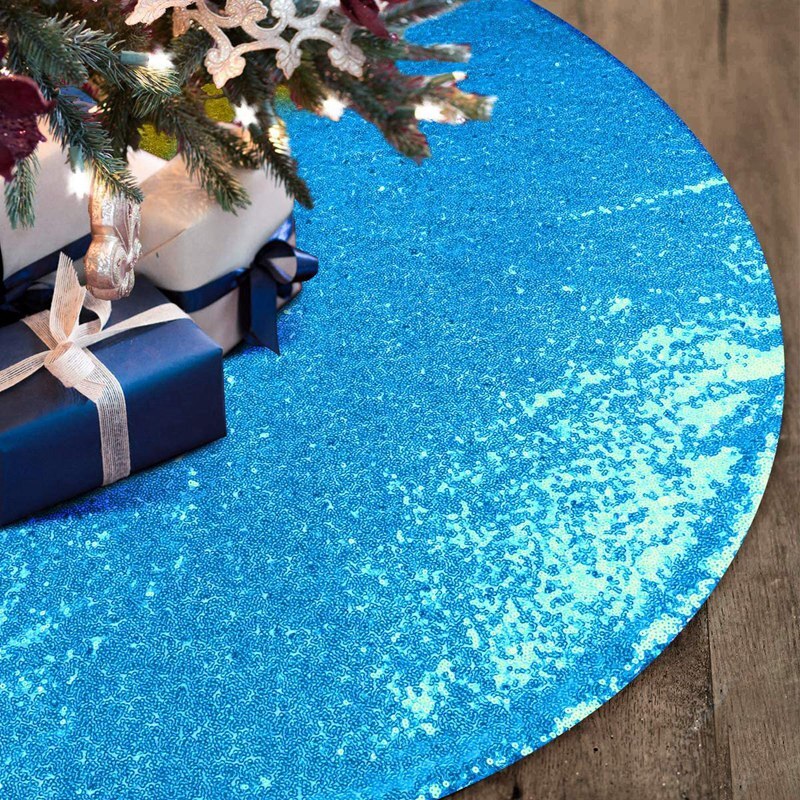 Christmas Tree Skirt, 48 Inch Sequin Xmas Tree Mat For Wedding Party And Performance
