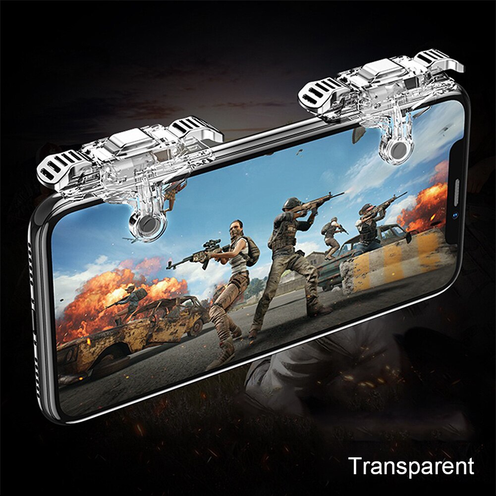 Pubg Gaming Grip Trigger Mini Mobiele Telefoon Game Houder Fire Knop Mobiele Game Controller Gamepad Joystick Gaming Accessoires: TRANSPARENT