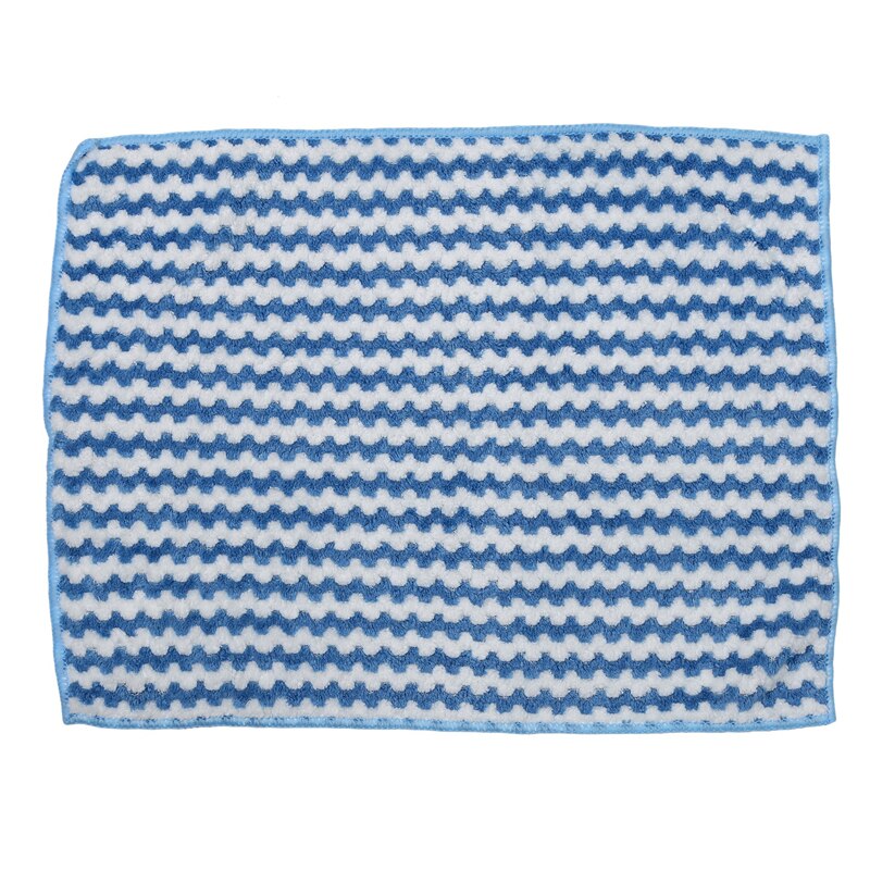 Lingettes de cuisine à fleurs rayées, 20 pièces, en microfibre plus épaisse, absorbantes, pour le nettoyage de la vaisselle: blue 30 40cm 20pcs