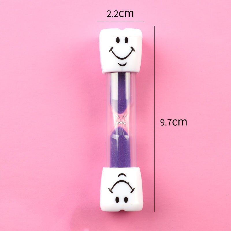 uśmiechnięty Twarz klepsydra piasek zegar dla gotowanie szczotkowanie zęby 3 minuty piaski regulator czasowy Sandglass dzieci Dzieci prezent pulpit ornament: FIOLETOWY