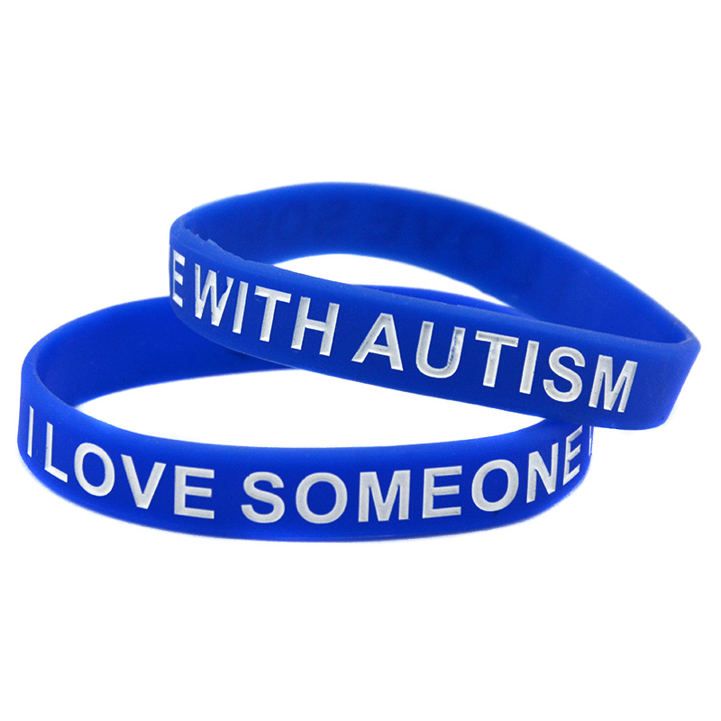 Obh 1pc ich liebe jemanden mit autismus silikonarmband blau
