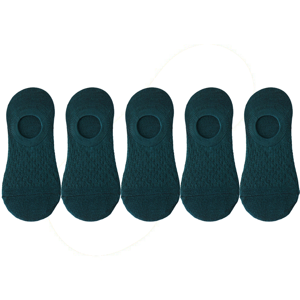 10 Pieces 5 Pairs Women Sock Slippers Set Solid Color Invisible Boat Socks Breathable Non-slip Silicone No Show Short Ankle Sock: green