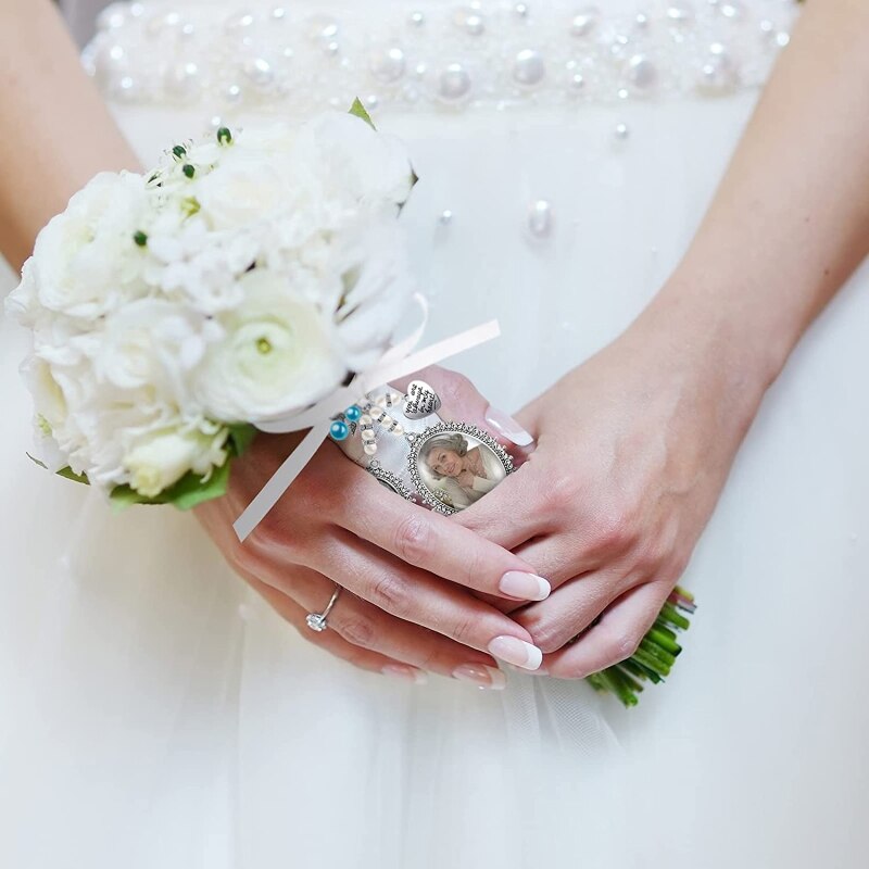 Spilla fai-da-te Charms da sposa doppia cornice in pizzo cornice per foto Cabochon in vetro ovale con pendente adatto per l&#39;uso artigianale delle vacanze