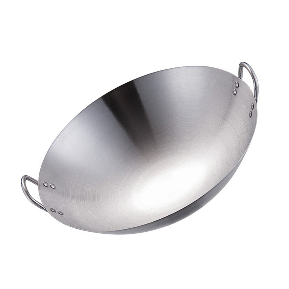 Stainless Steel Wok Round Bottom Wok Large Fry Pan Large Capacity Saute Pan