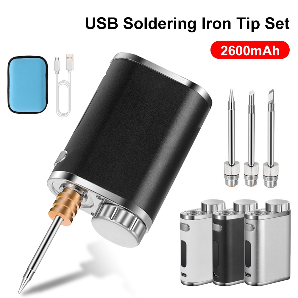 1-75W Portable Rechargeable Soldering Iron 2600mAh Battery Receiver Soldering Iron Tip Set