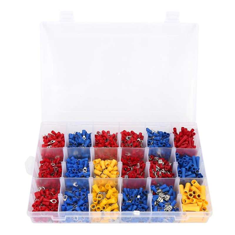 1200Pcs Wiring Terminal Mini Portable Copper Tube Insulated End Wire Connector Kit Electrical Connectors Assortment Kit