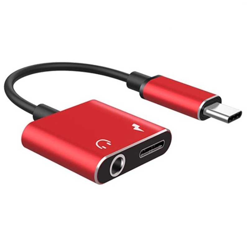 Adapter Ladung Kopfhörer 2 in 1 Typ-C zu 3,5mm Jack Kopf Aux Audio- USB C Kabel: RD
